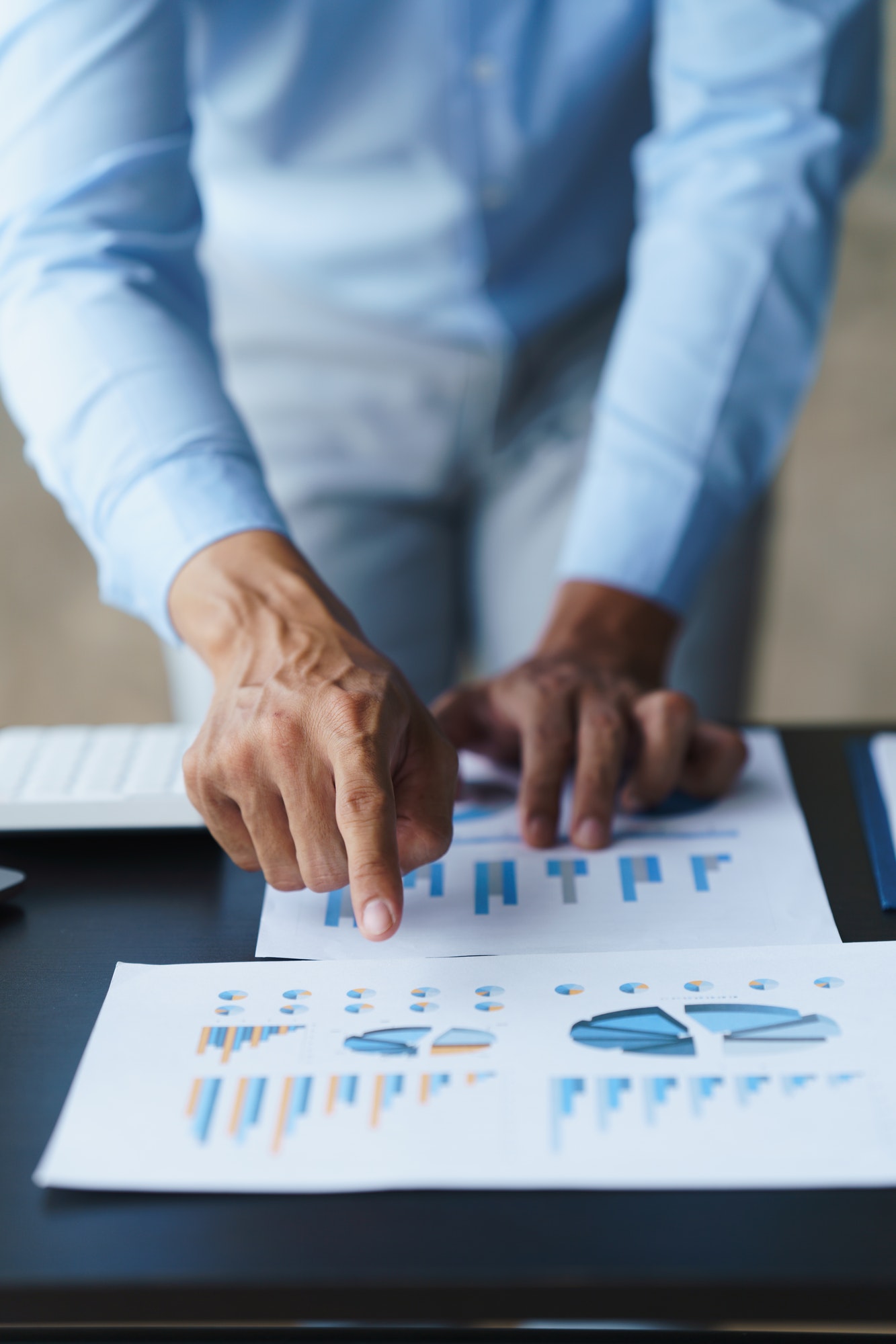 Businessmen working with graph data at office,Finance managers task,Concept business and finance